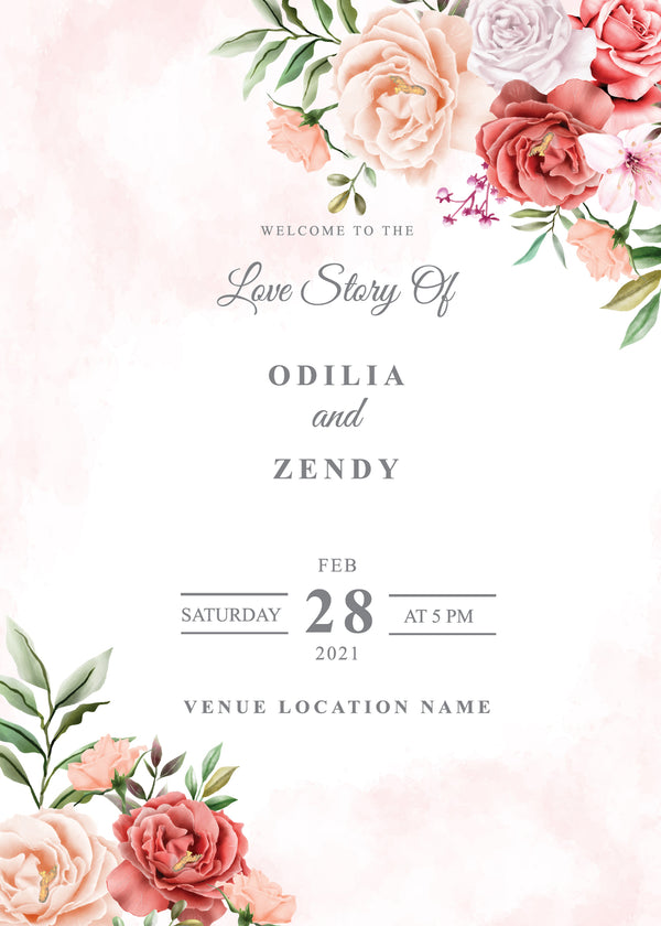 Rosewater — Watercolor Floral Wedding Invitation
