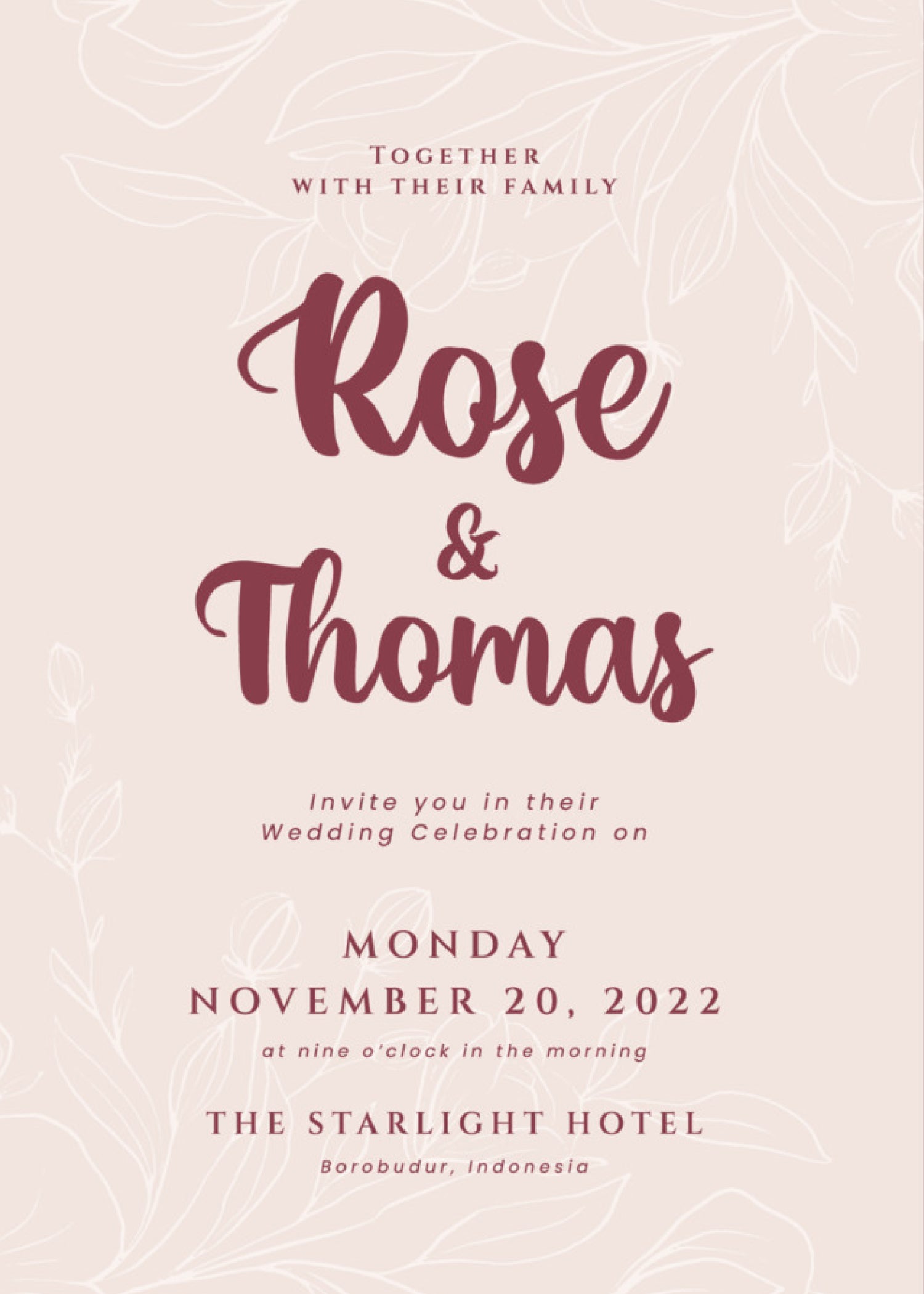 Blush Sketch — Line Art Wedding Invitation