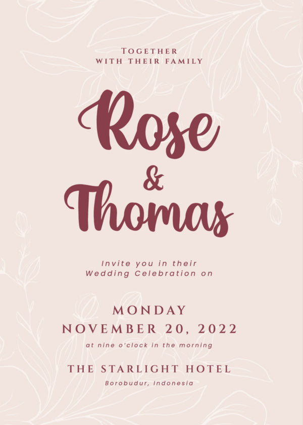Blush Sketch — Line Art Wedding Invitation