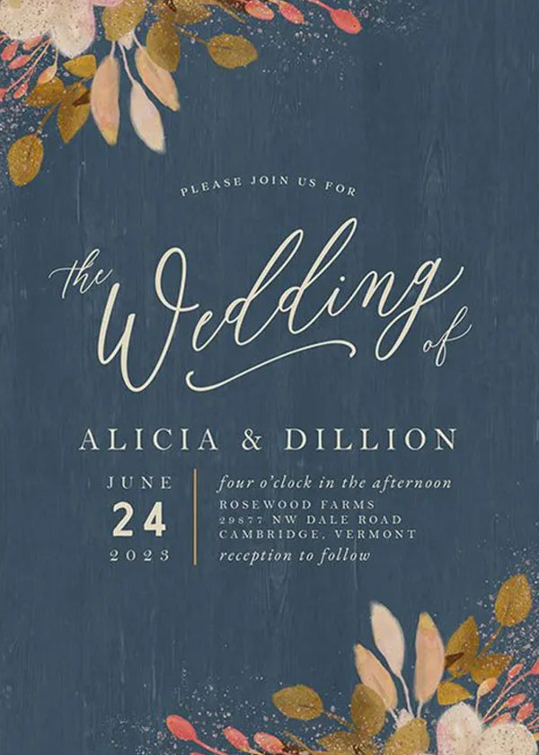 Harvest — Navy Autumn Wedding Invitation