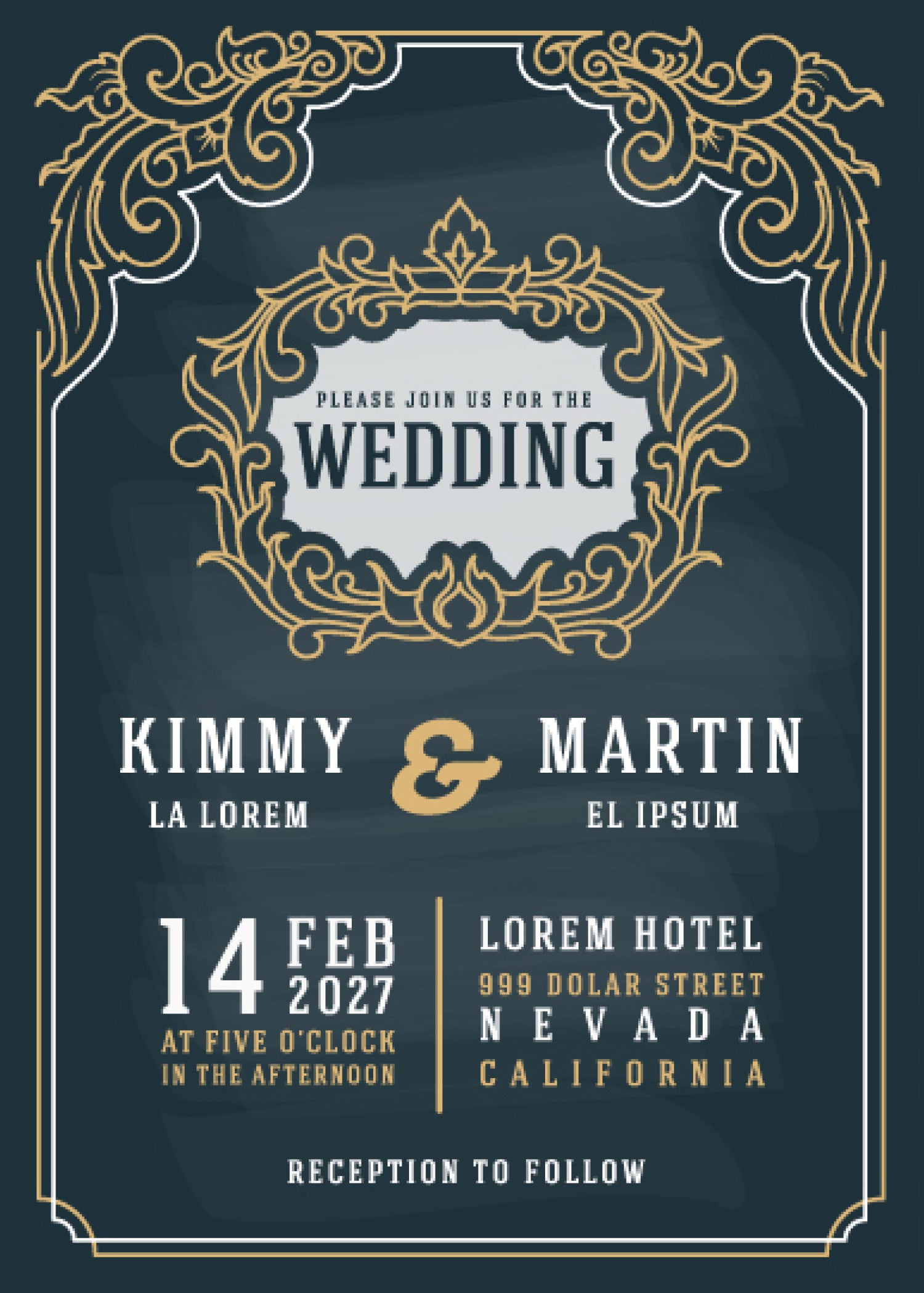Chalkboard — Ornate Vintage Wedding Invitation