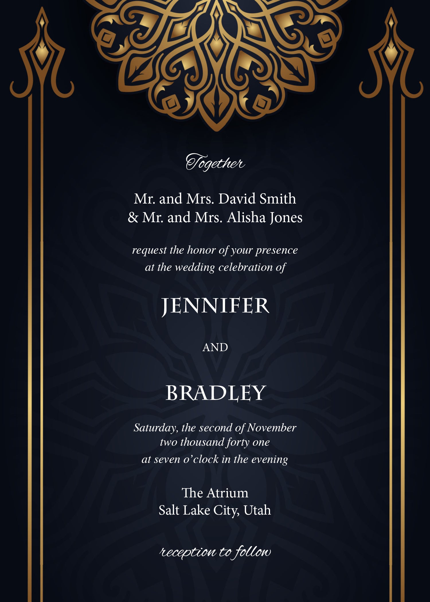 Regalia — Navy & Gold Wedding Invitation
