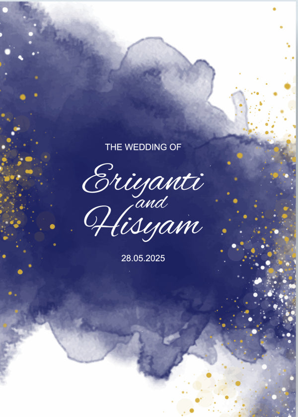 Indigo — Watercolor & Gold Wedding Invitation