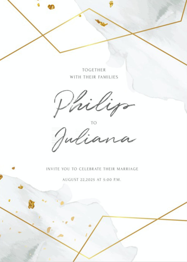 Facet — Gold Geometric Wedding Invitation