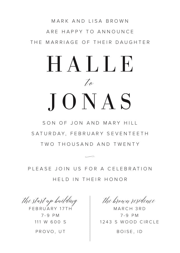 Classic Wedding Invitation