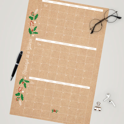 Holiday at a Glance Calendar